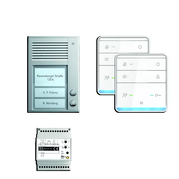 TCS audio:pack AP für 2 Wohneinheiten, mit Außenstation PAK 2 Klingeltasten + 2x Freisprecher ISW5010 + Steuergerät BVS20 PSC2320-0000