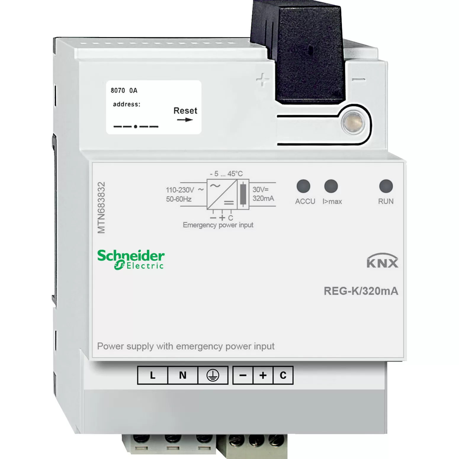 Schneider Electric KNX Spannungsversorgung REG-K/320 mA mit Notstromeingang, lichtgrau MTN683832