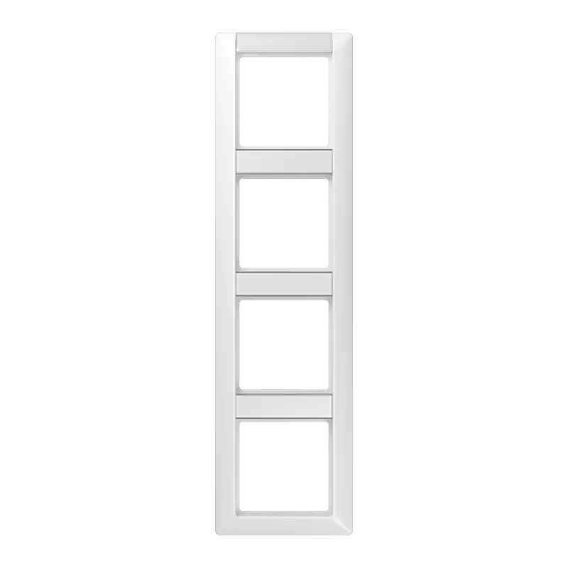 Jung Rahmen 4fach, mit Schriftfeld, senkrechte Montage, Duroplast, AS 500, alpinweiß AS584NAWW
