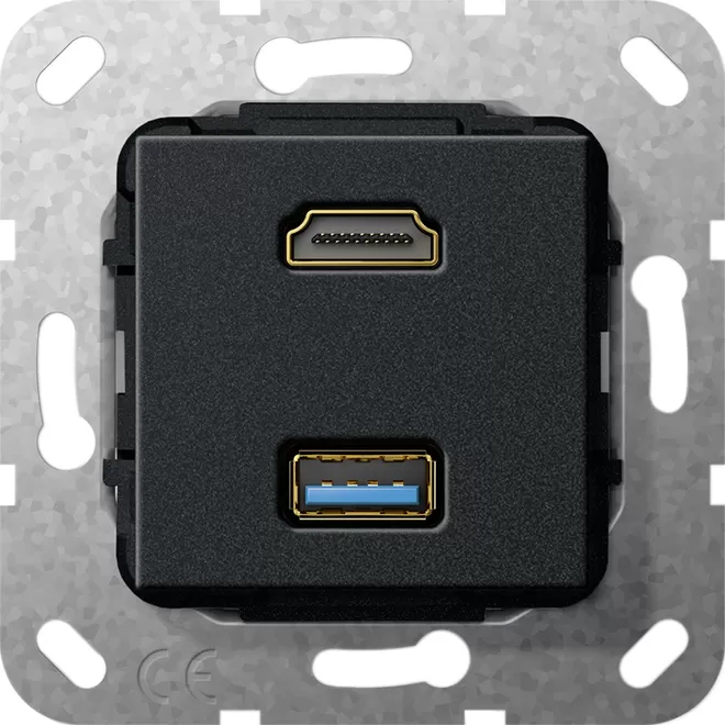 Gira HDMI™ USB 3.0 A K-Peitsche Einsatz Schwarz m 567910