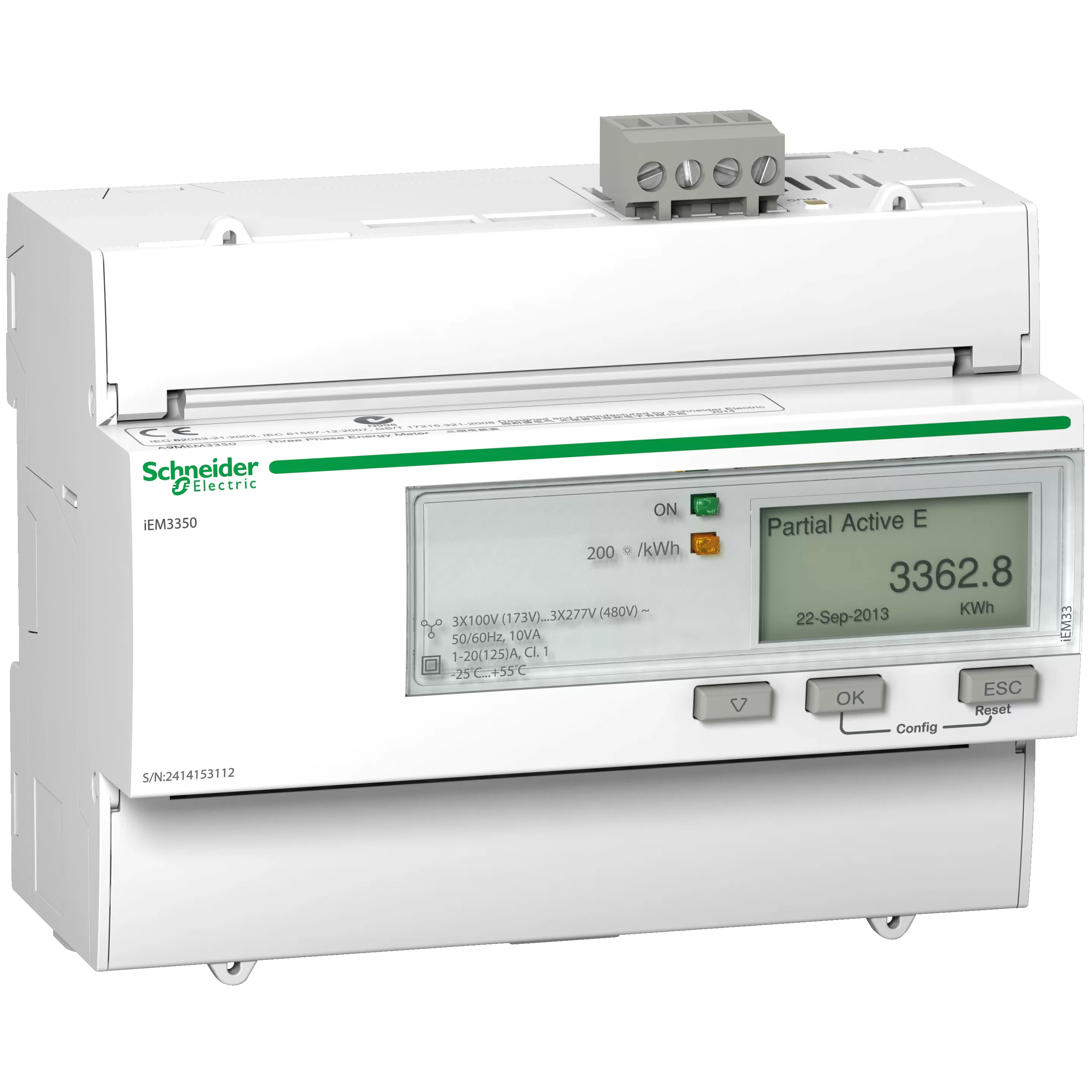 Schneider Electric IEM3350 Energiezähler, 3-phasig, 125A, Modbus A9MEM3350