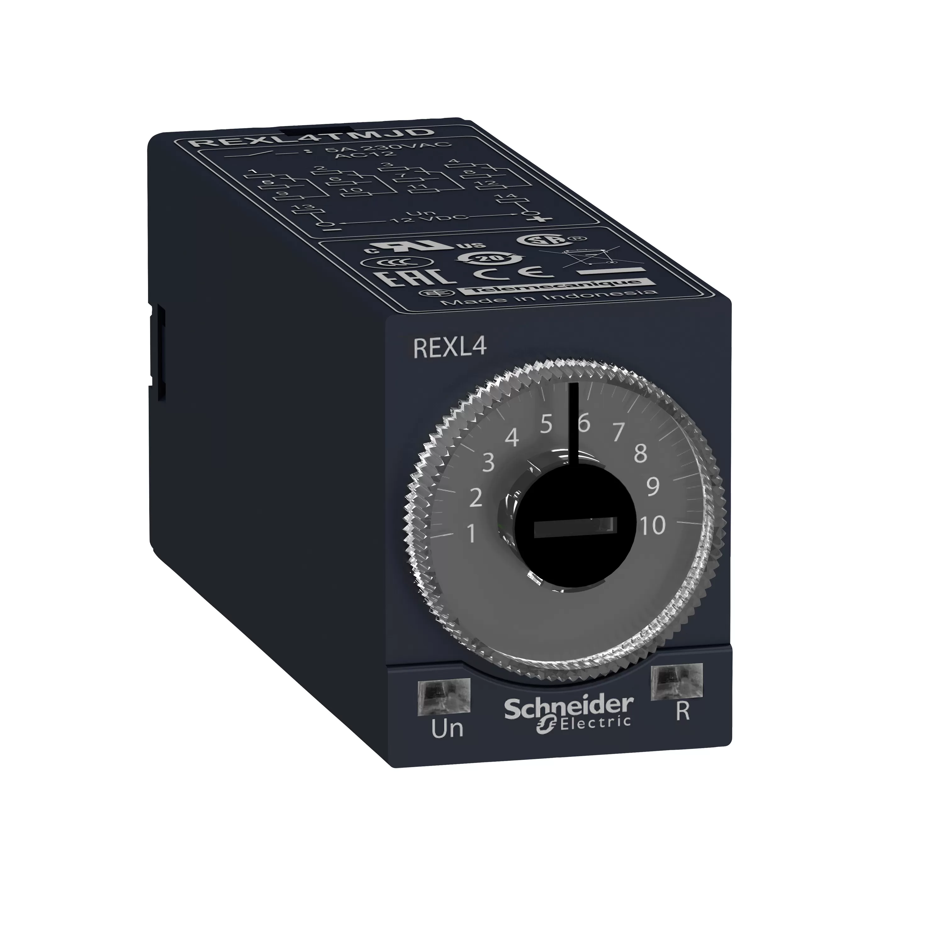 Schneider Electric Ansprechverzögertes Zeitrelais, 0,1 s-100 h, 230VAC, 4 W, steckbar REXL4TMP7