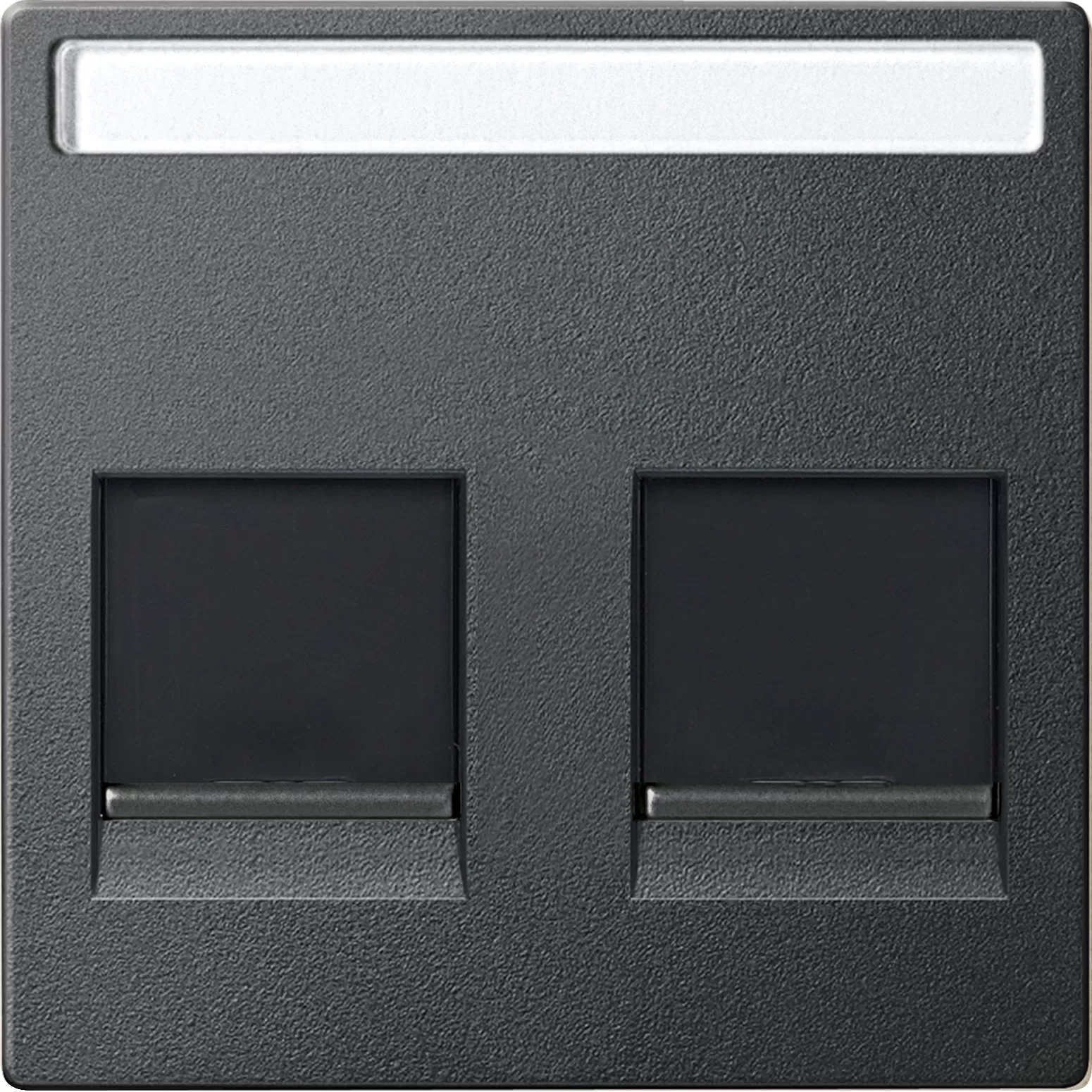 Merten Zentralplatte für Modular Jack 2fach mit Schriftfeld und Staubschutzschieber, anthrazit, System M MEG4564-0414