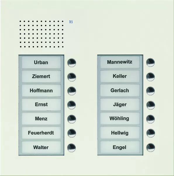 TCS Audio Außenstation Serie PUK 14 Klingeltasten (rechtsbündig), 2-spaltig, UP weiß PUK14/2-WS