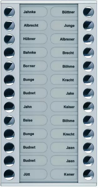 TCS Klingeltastenerweiterung für Audio Außenstation Serie PES/AVE 26 Klingeltasten (rechts-/linksbündig), AP silber PET26-EN/04