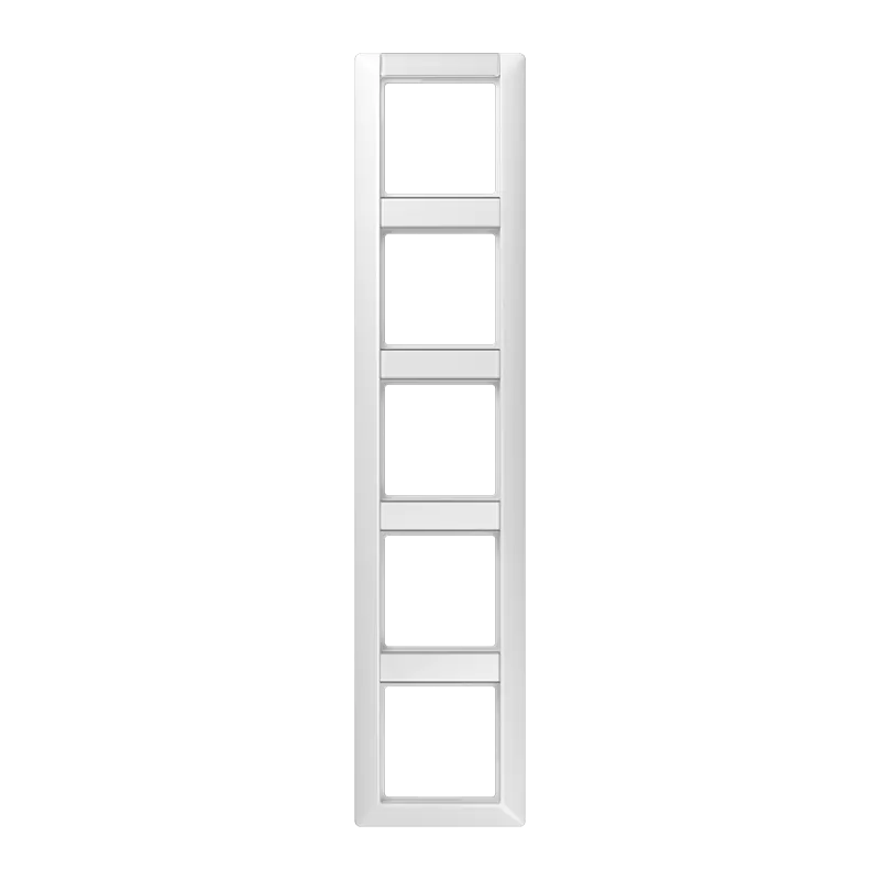 Jung Rahmen 5fach, mit Schriftfeld, senkrechte Montage, Duroplast, AS 500, alpinweiß AS585NAWW