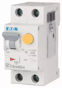 Eaton FI/LS Kombination, 16 A, 30 mA, LS-Charakteristik: C, 1p+N, FI-Charakteristik: A 236964