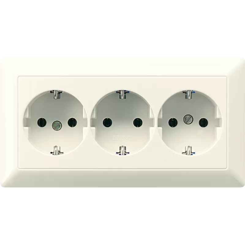 Jung Kabelkanal-SCHUKO® Steckdose, 3fach, 16 A 250 V ~, Thermoplast, Serie AS, weiß AS523BF