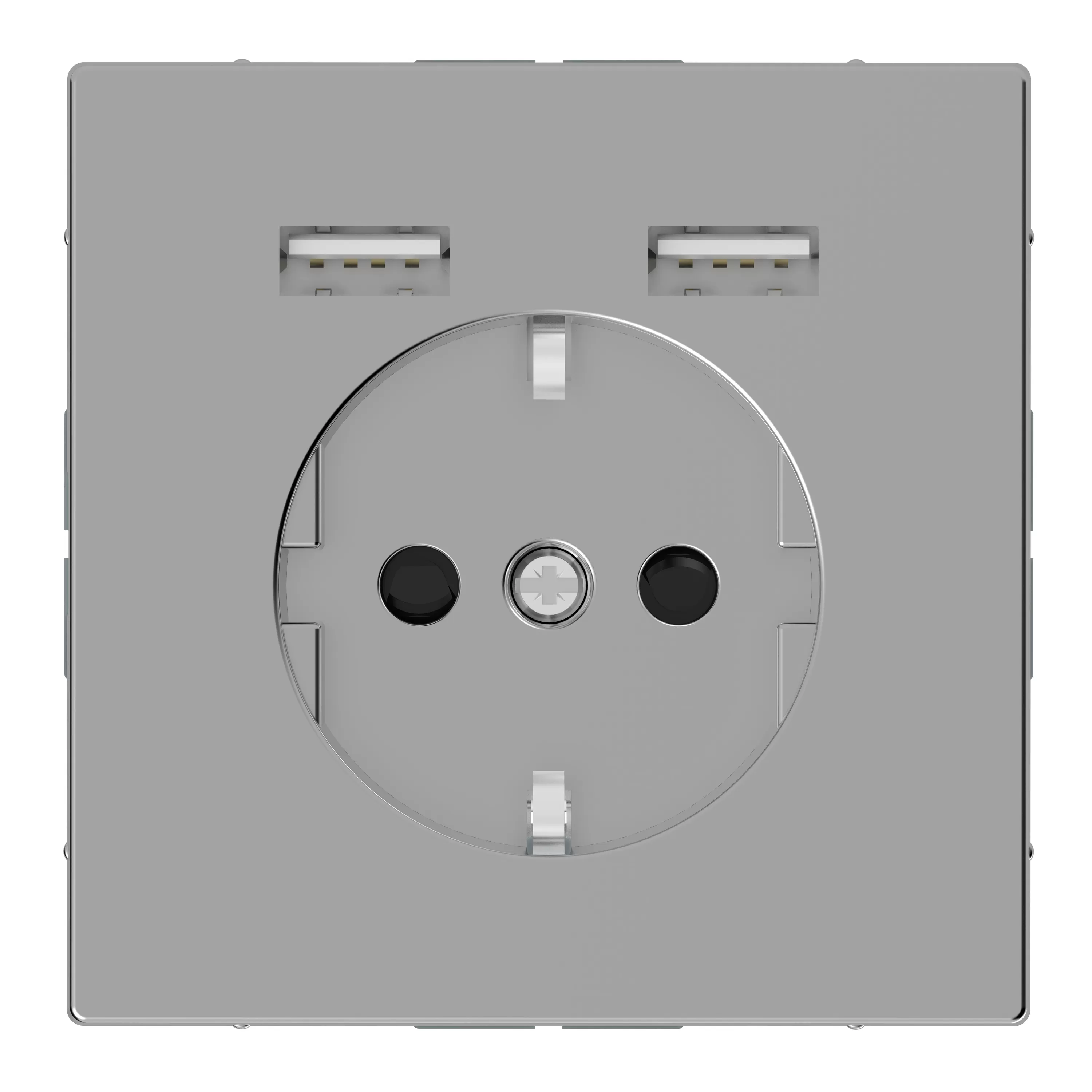 Merten Schuko Steckdose mit USB Ladegerät, Edelstahl, System Design MEG2366-6036