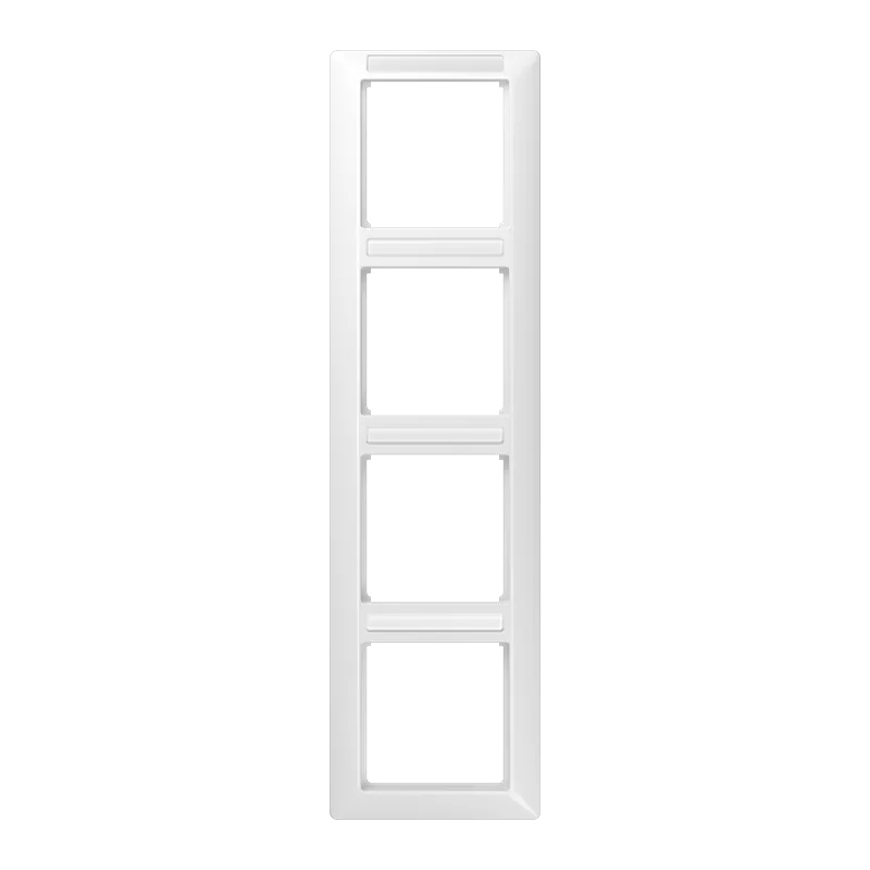 Jung Rahmen 4fach, mit Fenster (sprühnebeldicht), senkrechte Montage, Thermoplast, AS 500, alpinweiß AS584BFINAWW