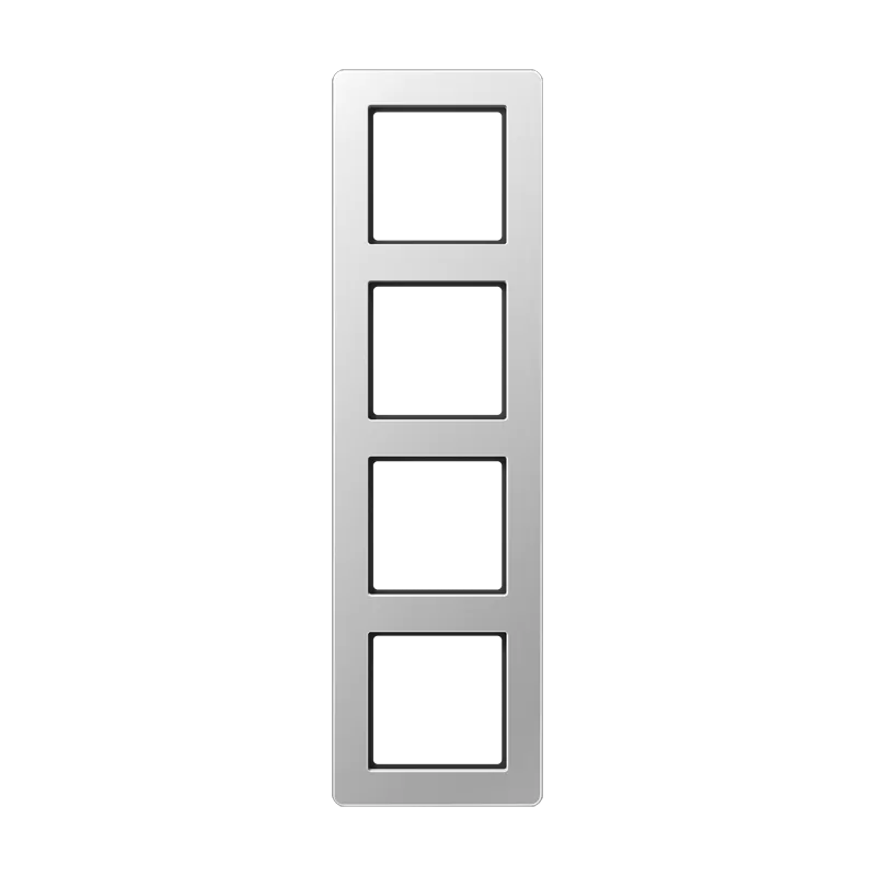 Jung Rahmen 4fach, senkrechte und waagerechte Montage, Thermoplast lackiert, A FLOW, aluminium AF584BFAL