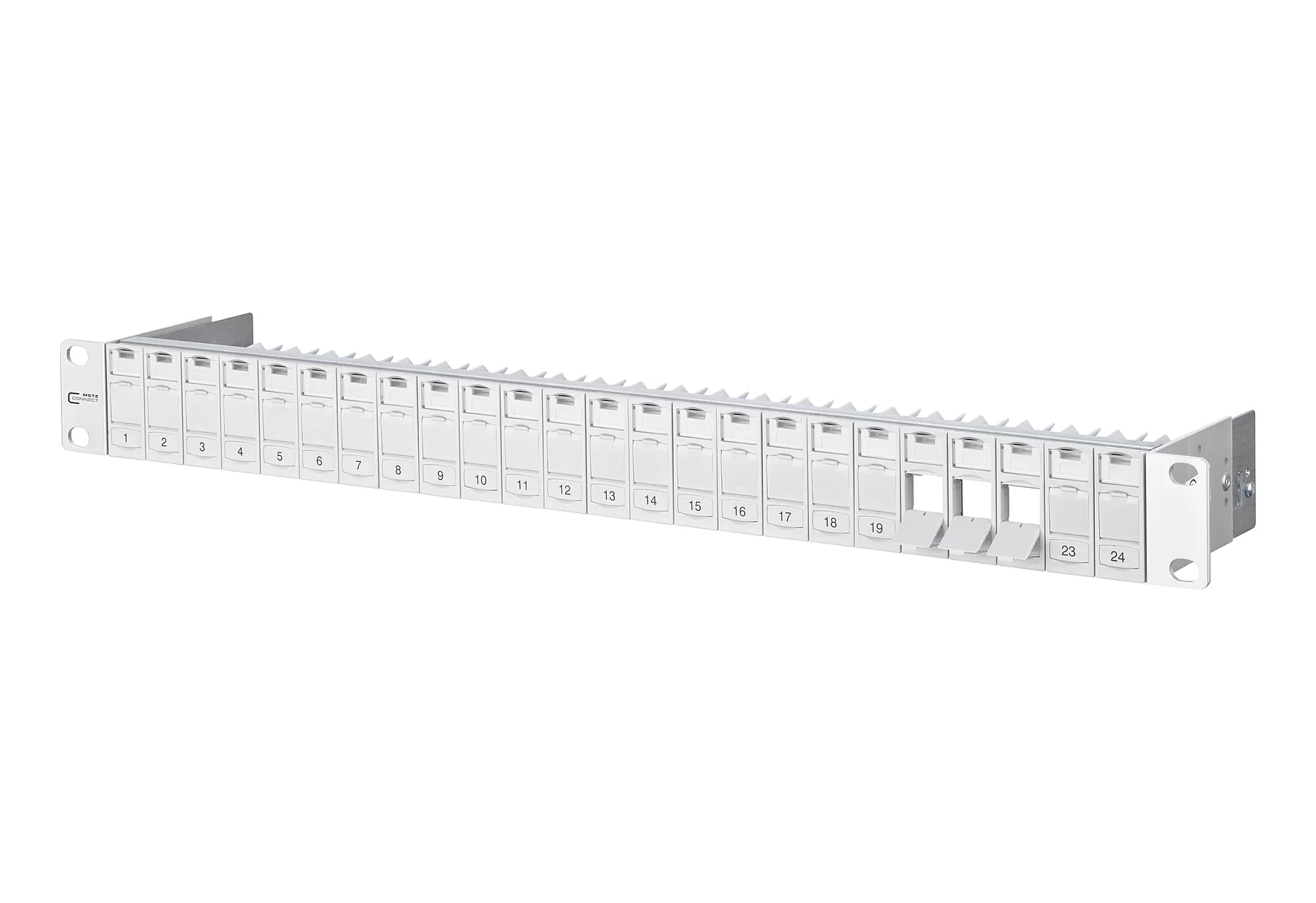 Metz Connect Keystone 19 Zoll Modulträger 1HE 24 Port lichtgrau unbestückt, geschirmt 130920-00KE