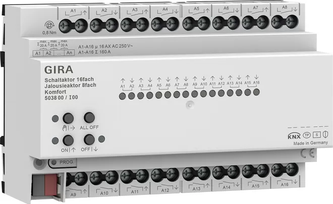 Gira Schalt-/Jal.aktor 16f/8f 16 A REG Kmf KNX Secure 503800