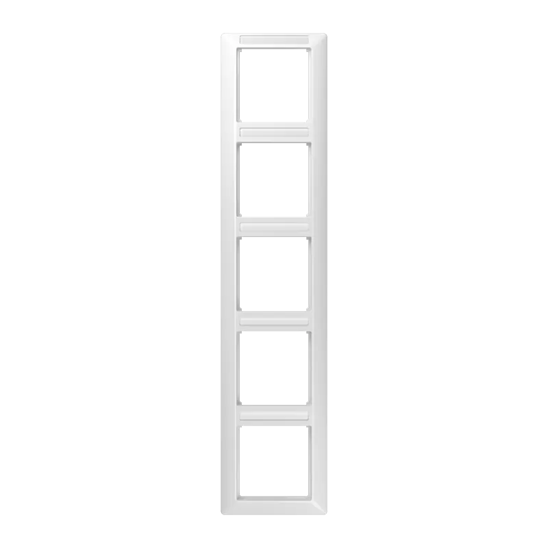 Jung Rahmen 5fach, mit Fenster (sprühnebeldicht), senkrechte Montage, Thermoplast, AS 500, alpinweiß AS585BFINAWW