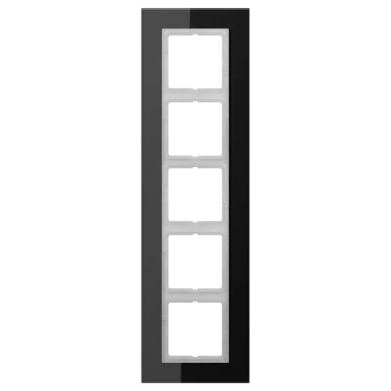 Jung Glasrahmen 5fach, senkrechte und waagerechte Montage, Glas, LS PLUS, schwarz LSP985GLSW