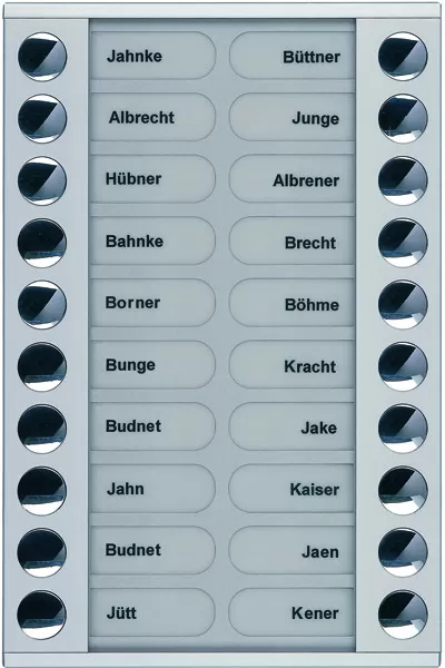 TCS Klingeltastenerweiterung für Audio Außenstation Serie PES/AVE 20 Klingeltasten (rechts-/linksbündig), AP silber PET20-EN/04