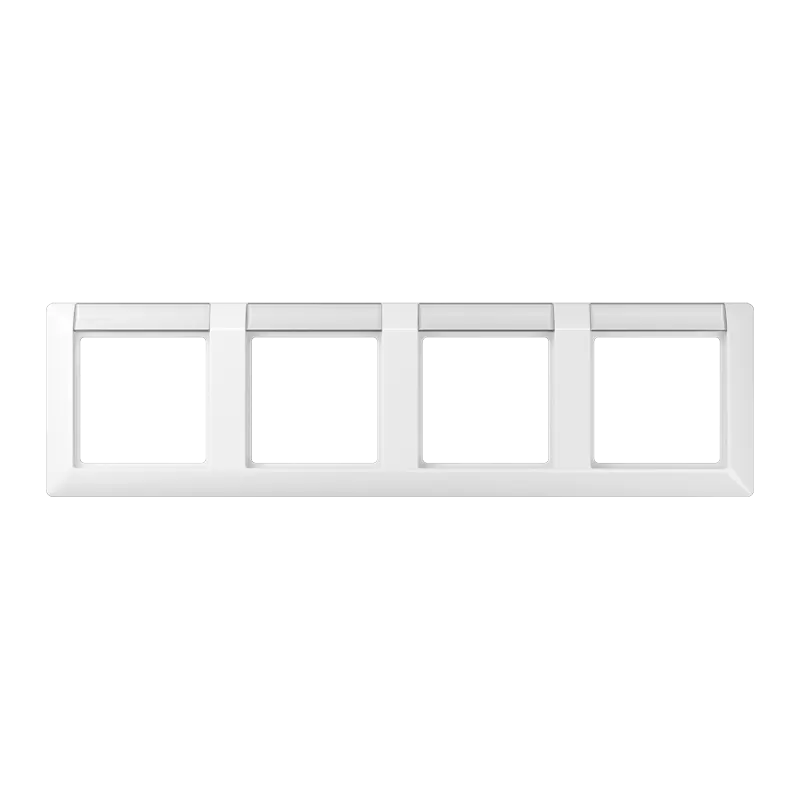 Jung Rahmen 4fach, mit Schriftfeld, waagerechte Montage, Duroplast, AS 500, alpinweiß AS5840NAWW