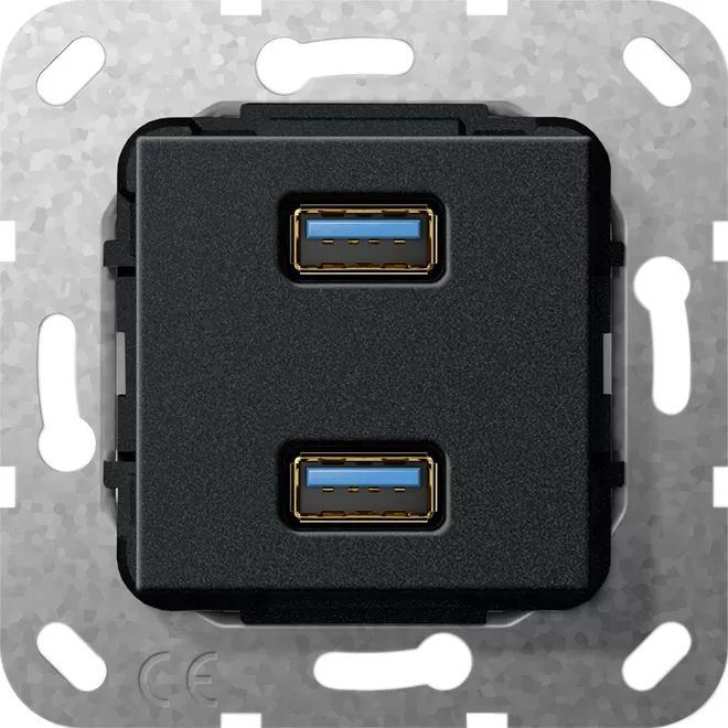 Gira USB 3.0 A 2f K-Peitsche Einsatz Schwarz m 568510