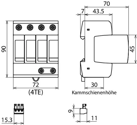 Dehn Überspannungsableiter Typ 2 DEHNguard M 4-polig Uc 275V mit ACI-Technologie 952341