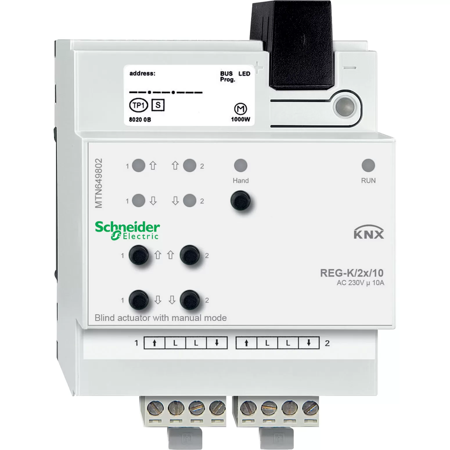 Schneider Electric Jalousieaktor REG-K/2x/10 mit Handbetätigung, lichtgrau MTN649802