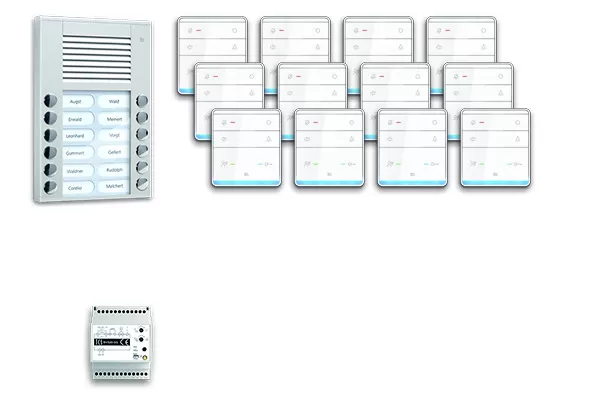 TCS audio:pack AP für 12 Wohneinheiten, mit Außenstation PES 12 Klingeltasten + 12x Freisprecher ISW5010 + Steuergerät BVS20 PPAF12-EN/01