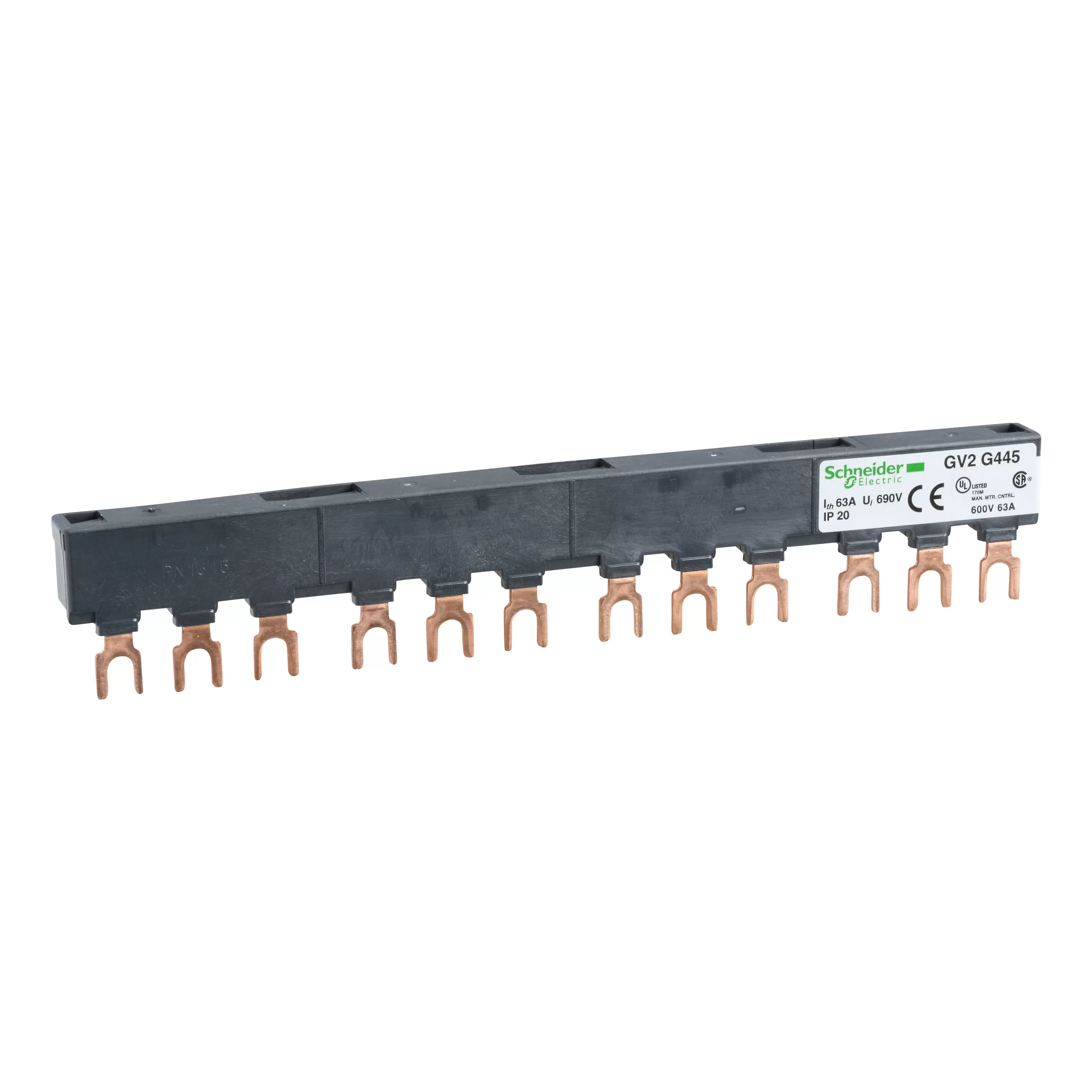 Schneider Electric Drehstrom-Sammelschienensystem, 63A, 4Abgangsstellen, 45mm Abstand GV2G445