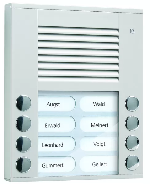 TCS Audio Außenstation Serie PES 8 Klingeltasten (rechts-/ linksbündig), AP silber PES08-EN/04