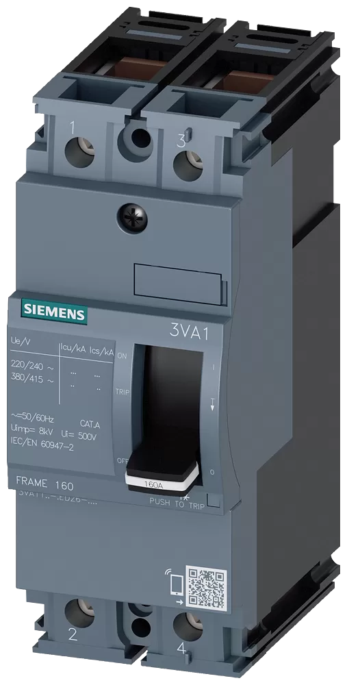 Siemens Leistungsschalter 3VA1 IEC Frame 160 Schaltvermögenklasse S Icu=36kA @ 415V 3VA11124ED260AA0