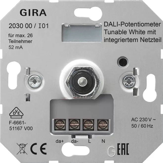 Gira DALI-Potentiometer Tunable WH Netzteil Einsatz 203000