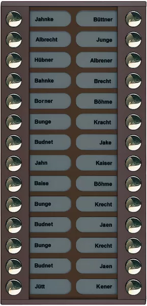 TCS Klingeltastenerweiterung für Audio Außenstation Serie PES/AVE 28 Klingeltasten (rechts-/linksbündig), AP bronze PET28-EB/04