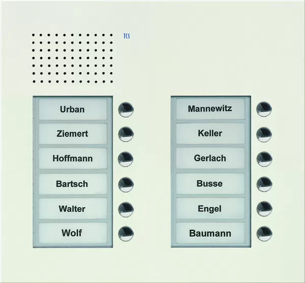 TCS Audio Außenstation Serie PUK 12 Klingeltasten (rechtsbündig), 2-spaltig, UP weiß PUK12/2-WS