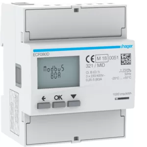 Hager Energiezähler 3ph,direkt 80A, MODBUS,MID ECR380D