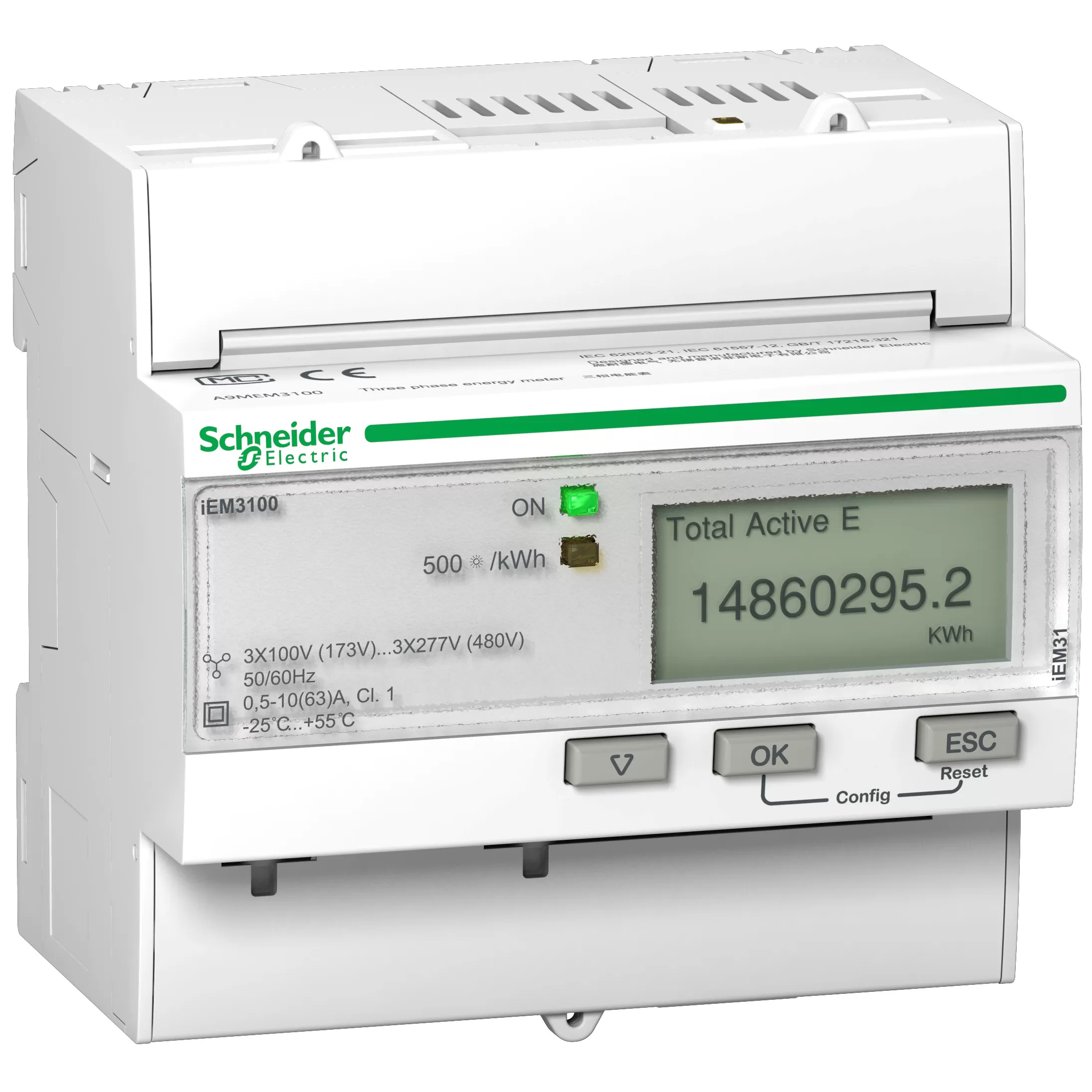 Schneider Electric Energiezähler, 3-phasig, 63A, mit Teilzähler A9MEM3100