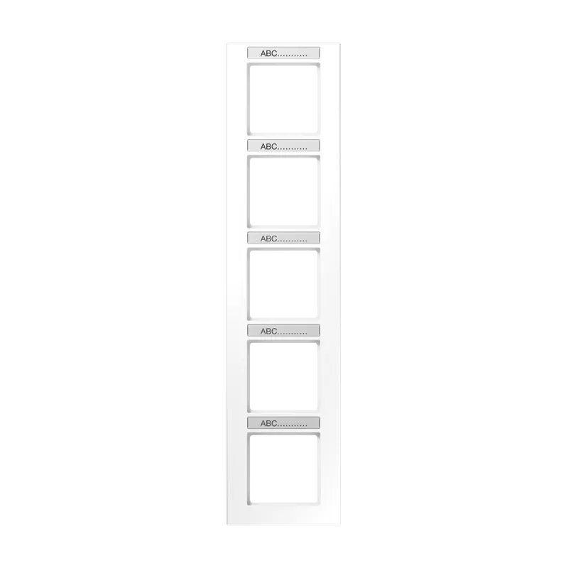 Jung Rahmen 5fach, mit Schriftfeld, senkrechte Montage, Thermoplast, A CREATION, alpinweiß AC585BFNAWW