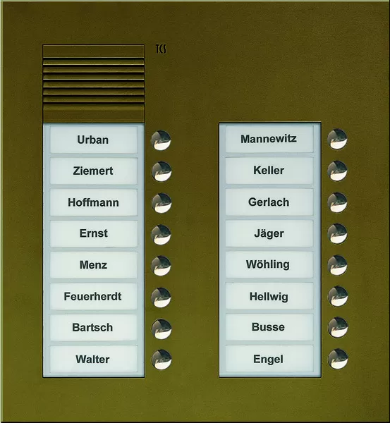 TCS Audio Außenstation Serie PUK 16 Klingeltasten (rechtsbündig), 2-spaltig, UP bronze PUK16/2-EB