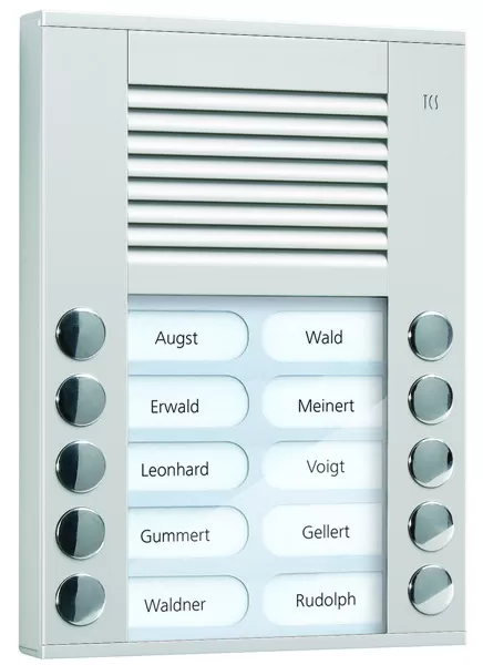 TCS Audio Außenstation Serie PES 10 Klingeltasten (rechts-/ linksbündig), AP silber PES10-EN/04