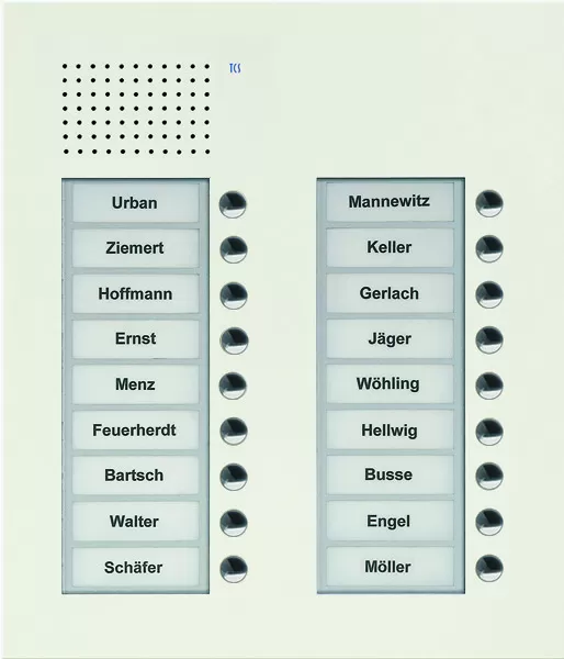 TCS Audio Außenstation Serie PUK 18 Klingeltasten (rechtsbündig), 2-spaltig, UP weiß PUK18/2-WS