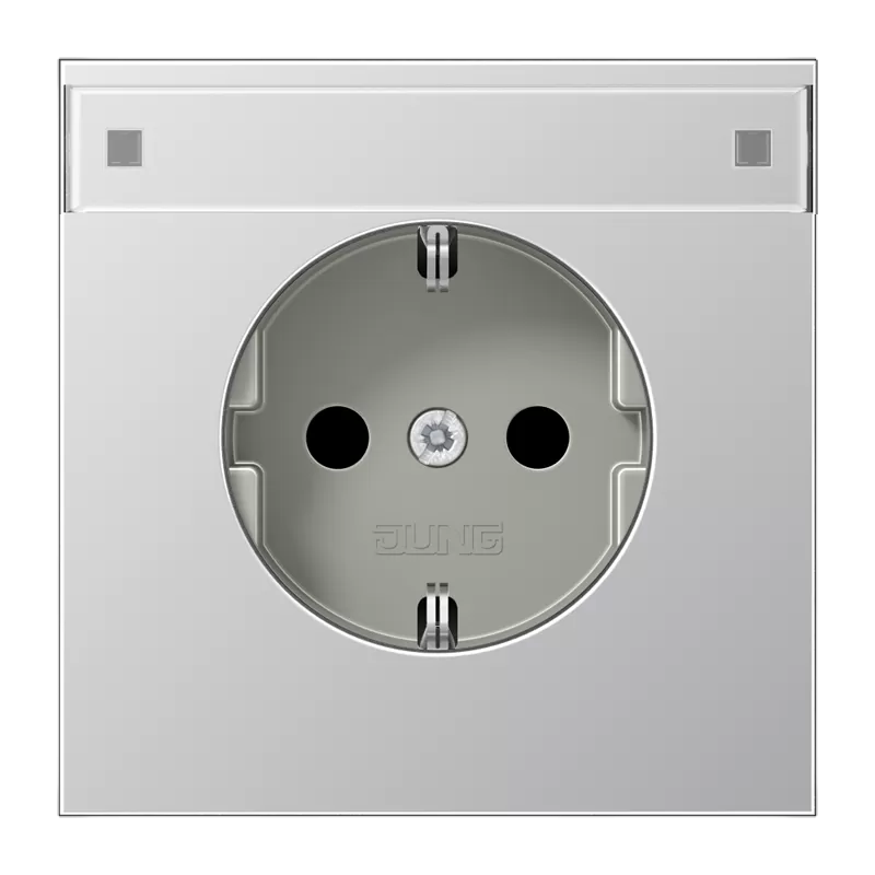Jung Zentralplatte für SCHUKO® Steckdosen mit Schriftfeld, Serie LS, Aluminium AL1520NAPL