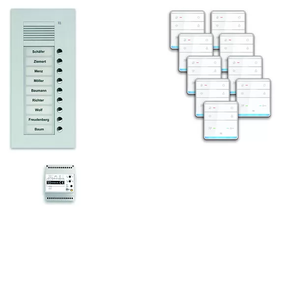 TCS audio:pack UP für 9 Wohneinheiten, mit Außenstation PUK 9 Klingeltasten + 9x Freisprecher ISW5010 + Steuergerät BVS20 PPUF09-EN/01