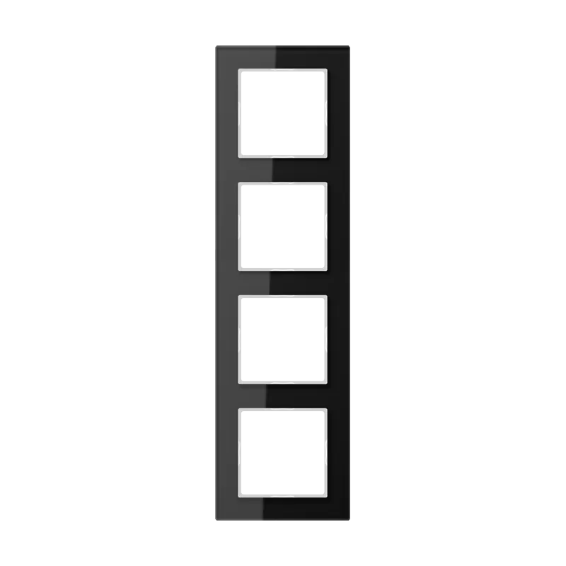 Jung Glasrahmen 4fach, senkrechte und waagerechte Montage, Glas, A CREATION, schwarz AC584GLSW