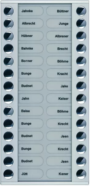 TCS Klingeltastenerweiterung für Audio Außenstation Serie PES/AVE 28 Klingeltasten (rechts-/linksbündig), AP silber PET28-EN/04