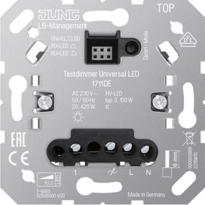 Jung Tastdimmer Universal LED, mit Nebenstelleneingang 1711DE