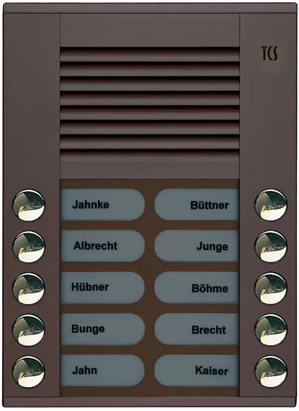 TCS Audio Außenstation Serie PES 10 Klingeltasten (rechts-/ linksbündig), AP bronze PES10-EB/04