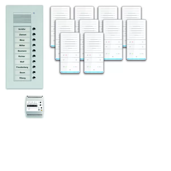 TCS audio:pack UP für 10 Wohneinheiten, mit Außenstation PUK 10 Klingeltasten + 10x Freisprecher ISW5031 + Steuergerät BVS20 PAUF101/001