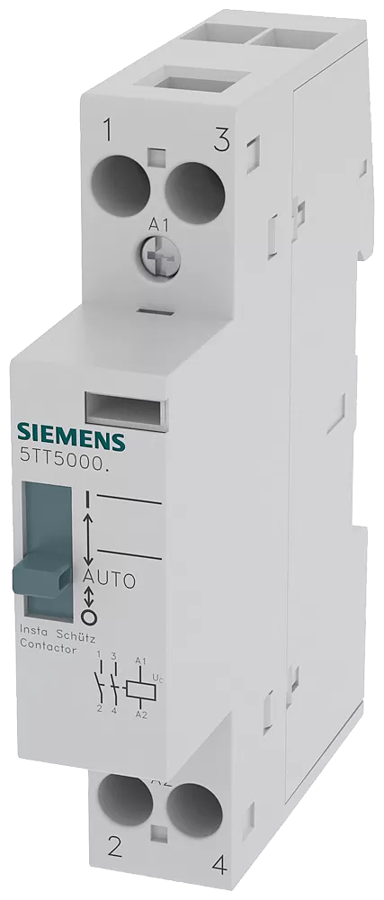 Siemens INSTA-Schütz 0/1-Automatik mit 2 Schließern, Kontakt für AC 230V, 400V 20A 5TT58006