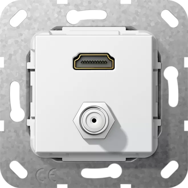 Gira HDMI™ SAT-F-Buchse Kpl. Einsatz Reinweiß 567503