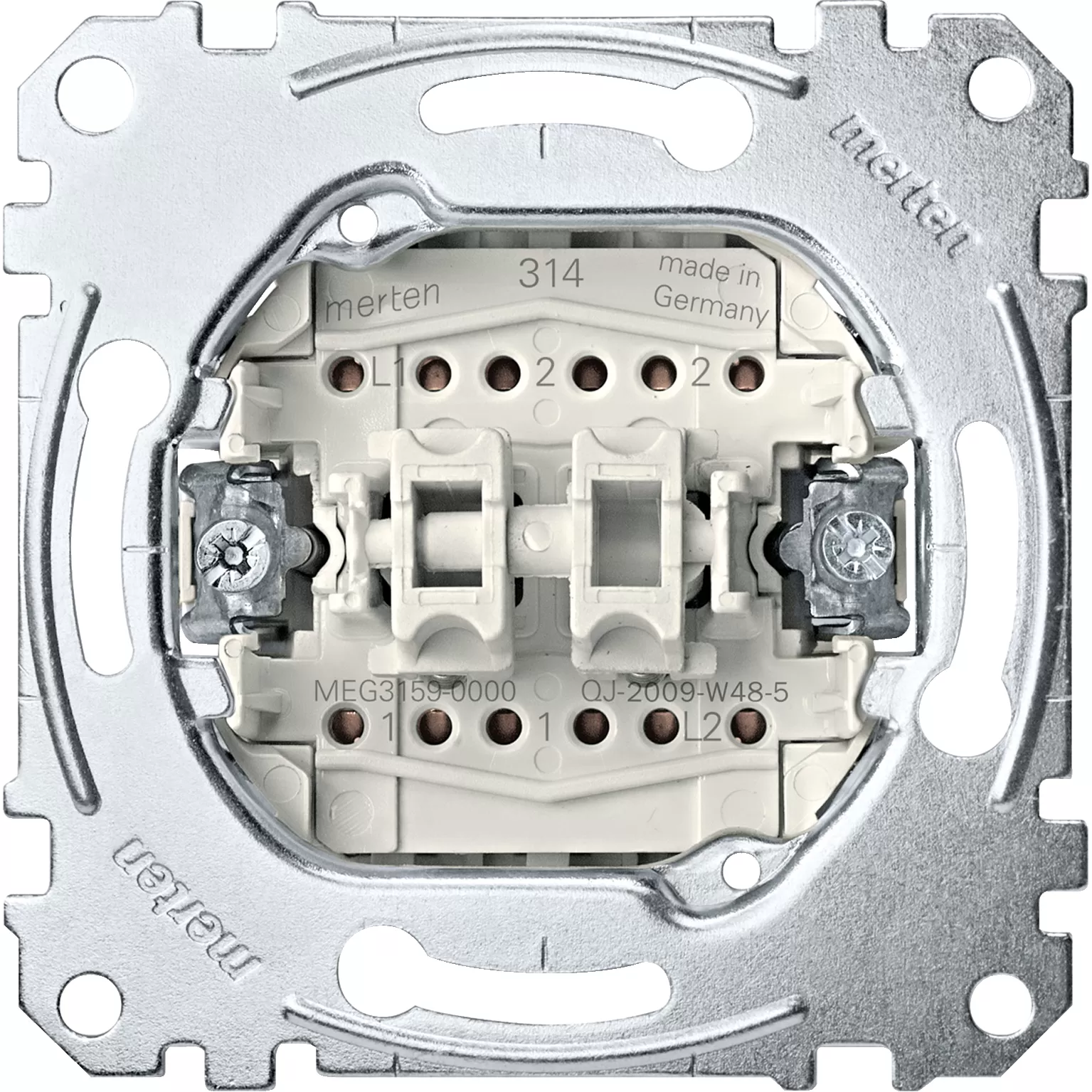 Merten Doppeltaster-Einsatz, 2 Wechsel 1-polig, 10 A, AC 250 V, Steckklemmen MEG3159-0000