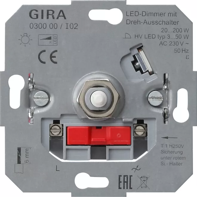 Gira LED-Dimmeins. 20 - 200 W Dreh-Aus Einsatz 030000