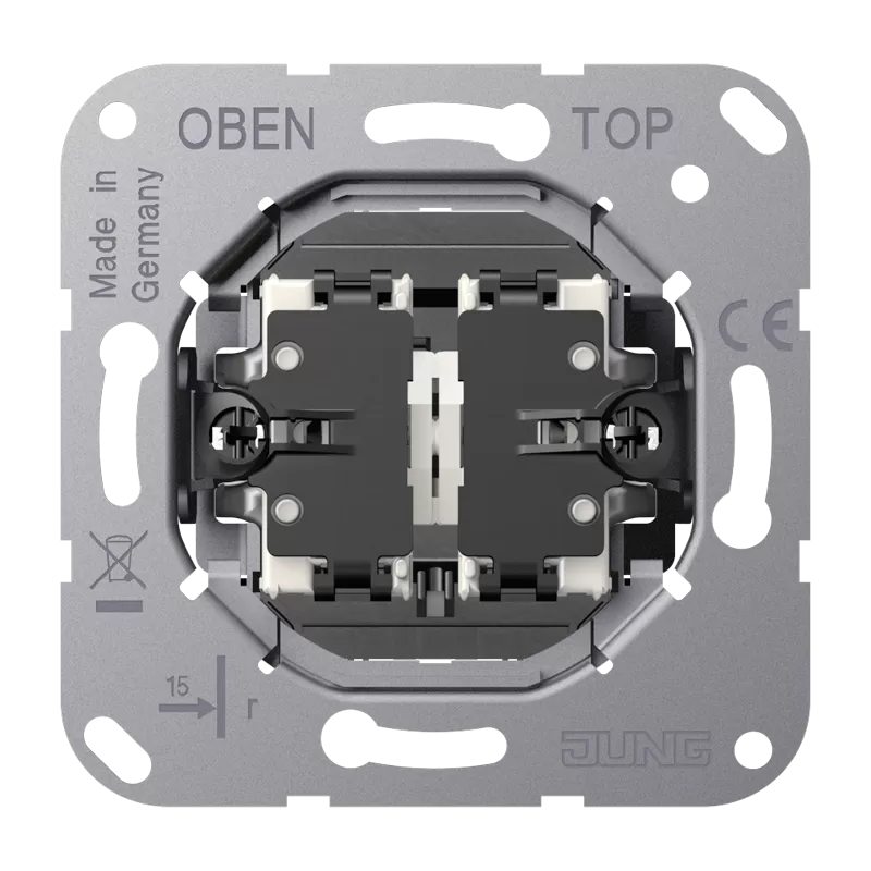 Jung Kippschalter, 10 AX 250 V ~, Doppel-Wechsel, ohne Krallen K509EU