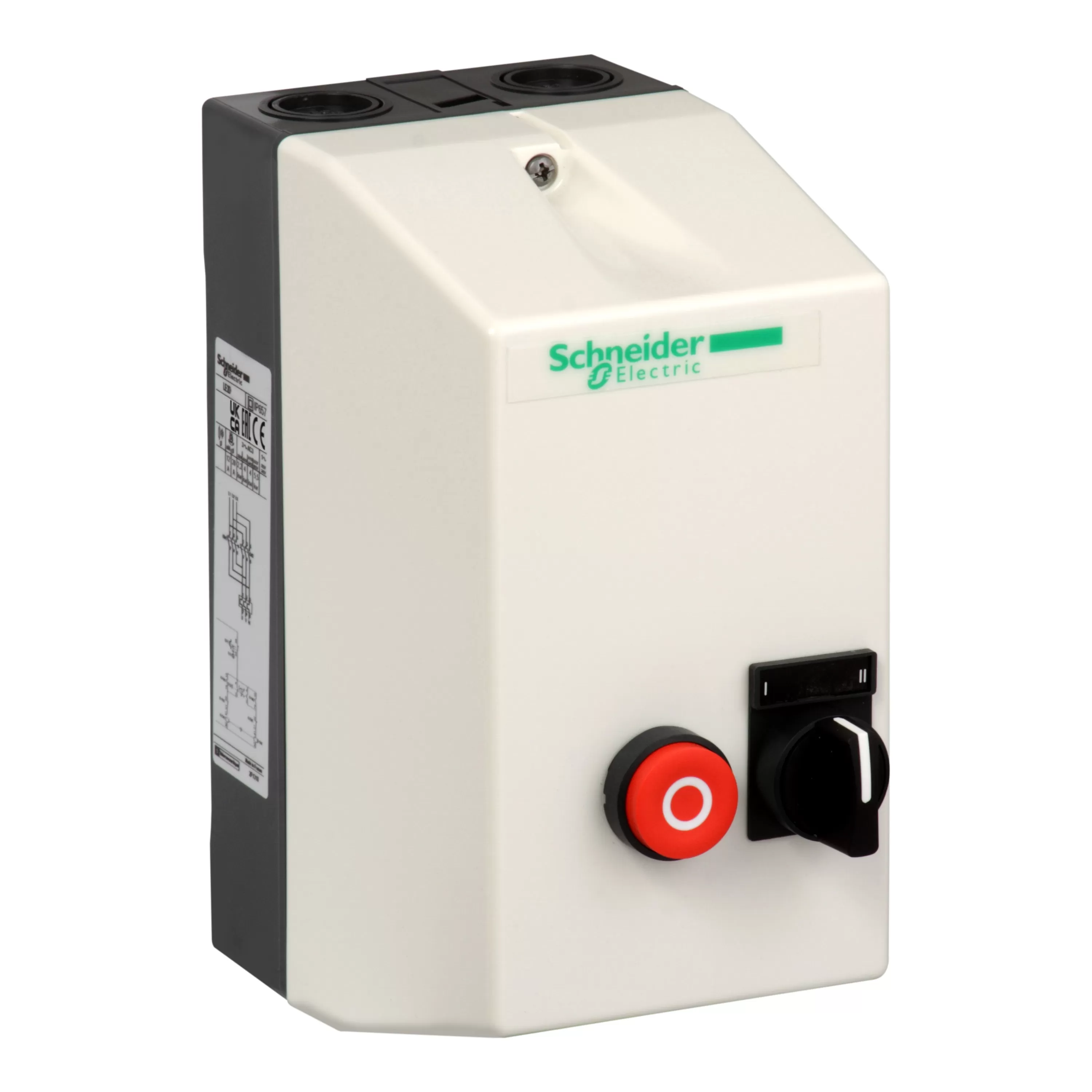 Schneider Electric Motorstarter LE2-D, IP 657 , 5,5kW, 2 Drehr., Tasten&lt;-/-&gt;/0, Sp. 415VAC LE2D12N7